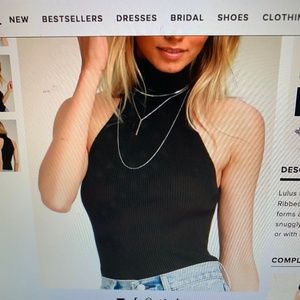 NWT Lulu's Black Ribbed Turtleneck Tank